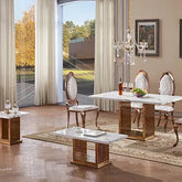 Tuscany Marble Console Table with Stainless Steel Base